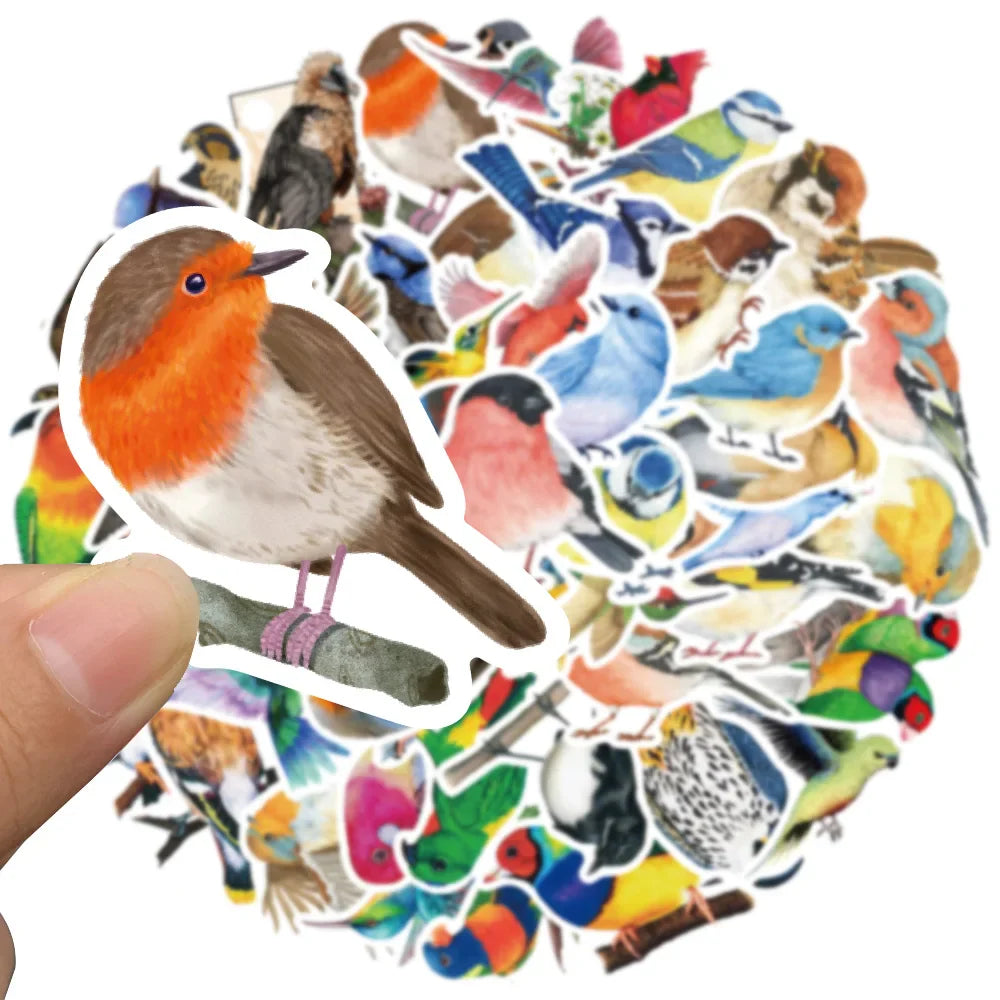 50pcs Cute Colorful Birds Animal Sticker Waterproof Graffiti For Phone Water Bottle Laptop Bicycle Car Decals Kids Toy (ONLINE ORDER ONLY)