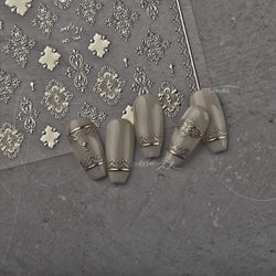 Gold Stamped Silver Totems Geometric Patterns Figure 5D Self Adhesive Nail Art Stickers Stars Bohemia Manicure Decals Wholesale (Online Order Only)