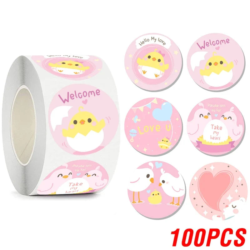 100-500pcs Kawaii Children Reward Stickers Creative School Supplies Cute Animal Encourage Sticker 2.5cm Circle Kids Toy Stickers (Online Order Only)