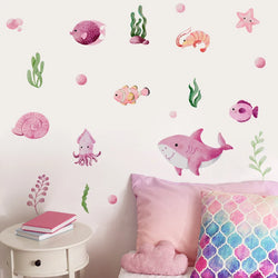 Cute Shark Turtle Seaweed Wall Stickers for Bedroom Nursery Decor (Online Order Only)