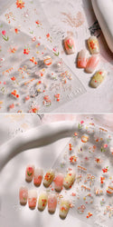 Vivid Honey Bee Ribbon Bowknot Pot Daisy Wreath Flower Shining Tulip Honeycomb Jar Self Adhesive Nail Art Sticker Manicure Decal (ONLINE ORDER ONLY)