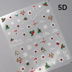 Bronzing Jelly Laser Snowflake Christmas Hot 5D Soft Embossed Relief Self Adhesive Nail Art Decoration Sticker 3D Manicure Decal (ONLINE ORDER ONLY)
