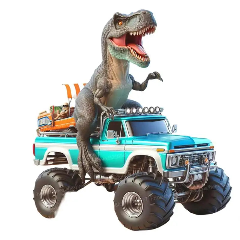 T-Rex Dinosaur Driving on a Monster Truck- Wall Stickers Bedroom Boy Room Background Decoration Mural Animals Home Decor  S490 (ONLINE ORDER ONLY)