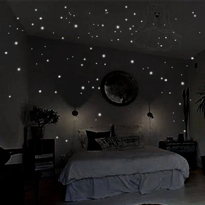 Luminous Wall Stickers Wall Decor Glow In The Dark Star Vinyl Sticker for Kid Room Creative Fluorescent Party Decoration (Online Order Only)