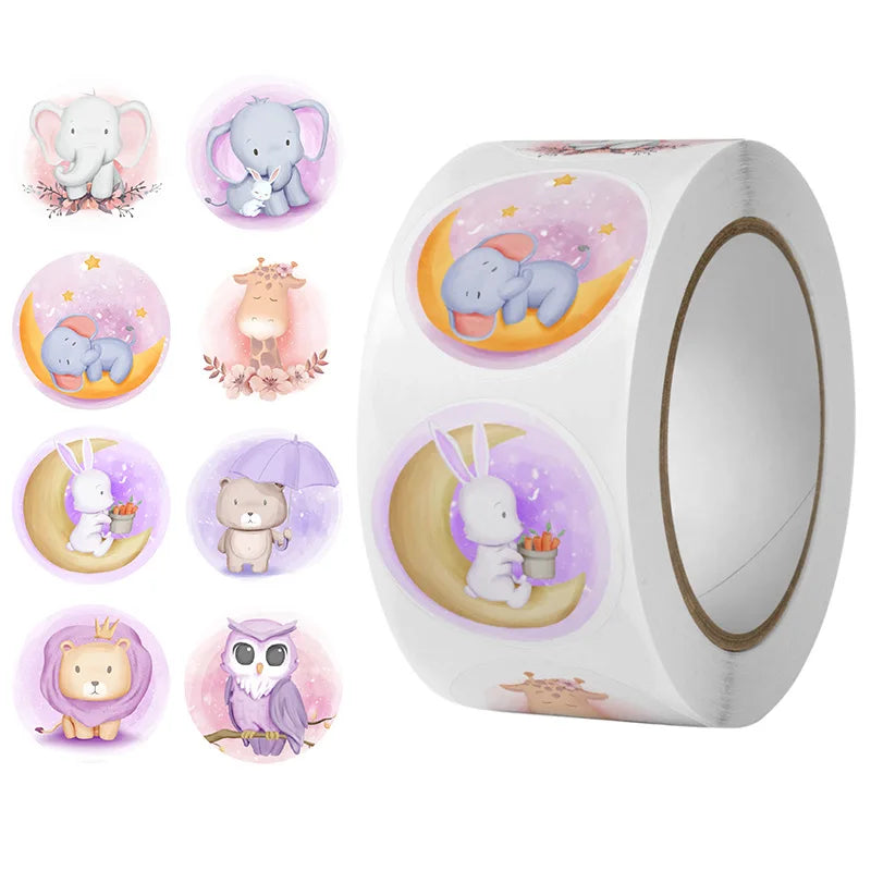 100-500pcs Cute Cartoon Stickers 1inch Reward Sticker Round Rainbow Seal Labels for Handmade Gift Packing Decor Kids (Online Order Only)