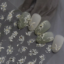 Petal Numerous Flowers Luxuriant Plant Garden Yellow Stamen Charming 5D Soft Relief Adhesive Nail Art Sticker 3D Manicure Decals (ONLINE ORDER ONLY)