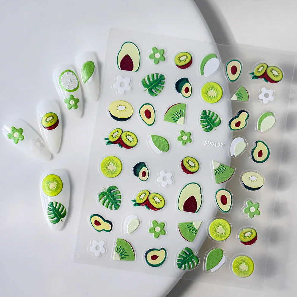 1Pc Summer Nail Art Sticker Lemon Nail Decal Nail Art Supplies Cute Fruit Strawberry Cherry Watermelon Avocado Lemon Nail Design (ONLINE ORDER ONLY)