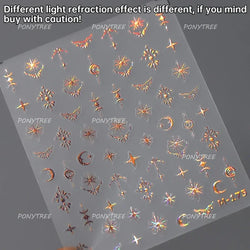 Star Moon Love Heart Curved Line Arc Dreamy Necklace Hanging in The Air Starry Night Adhesive Nail Art Stickers Manicure Decals (ONLINE ORDER ONLY)
