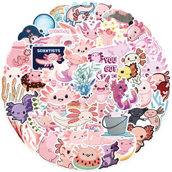 100Pcs Axolotl Graffiti Stickers Cute Animal Cartoon Decal Kids Toy Suitcase Scrapbook Diary Phone Laptop Sticker Pack (Online Order Only)