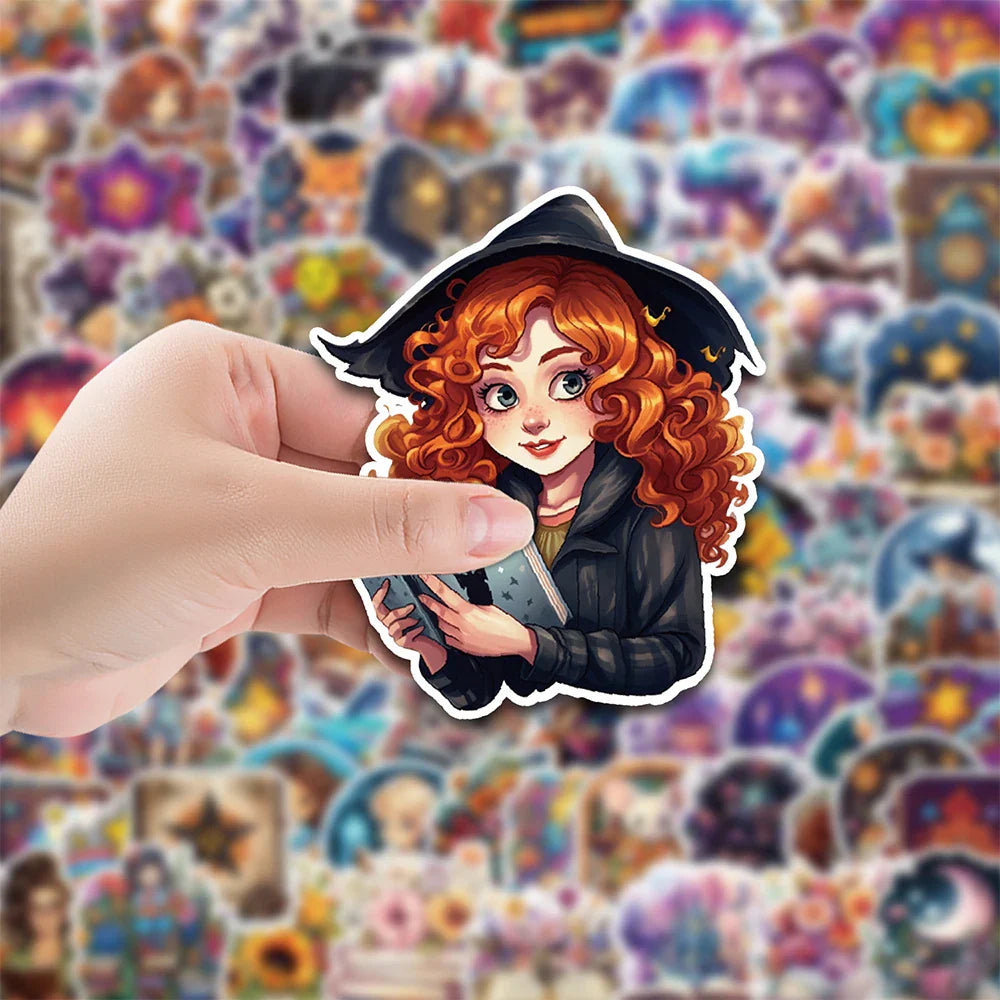 10/30/50/100pcs Funny Gothic Magic Witch Cartoon Stickers Aesthetic Decals Fridge Phone Car Graffiti Sticker Kids Classics Toy (ONLINE ORDER ONLY)