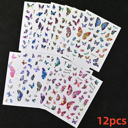 12Pcs 3D Golden Red Glitter Heart Love Nail Sticker Valentine Self Adhesive Cartoon Decal Geometry Lines Stripe Slider Manicure* (ONLINE ORDER ONLY)
