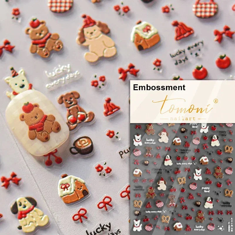 Lovely Dog Puppy Dream Heart Flower Star Pizza Food Sugar Skewers Strawberry Desserts Adhesive Nail Art Stickers Manicure Decals (Online Order Only)
