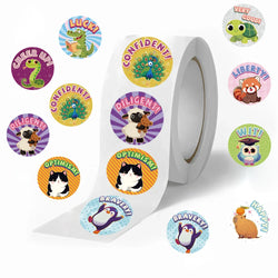 500PCS Animal Slogans Stickers Per Roll-Perfect for Children's Reward Laser Stickers Wall Crafts and Classroom Supplies (ONLINE ORDER ONLY)