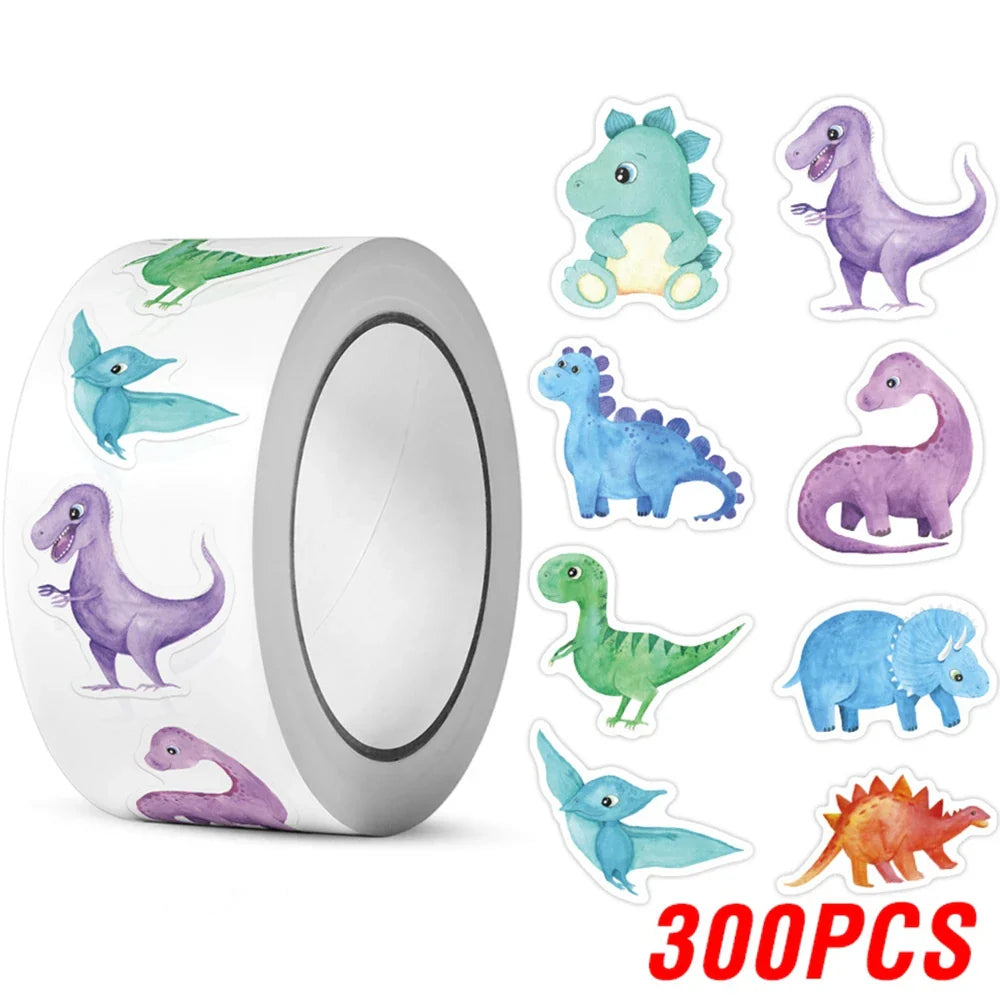 100-500pcs Animals Dinosaur Stickers Reward Stickers for School Reward Students Teachers Cute Decoration Gift Box Sticker Label (Online Order Only)