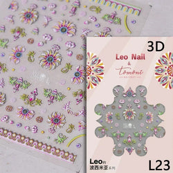 Gradient Halo Dyeing Dark Red Rose Flower Rhinestone Lace Bow Heart 3D Self Adhesive Nail Art Decoration Sticker Manicure Decals (ONLINE ORDER ONLY)