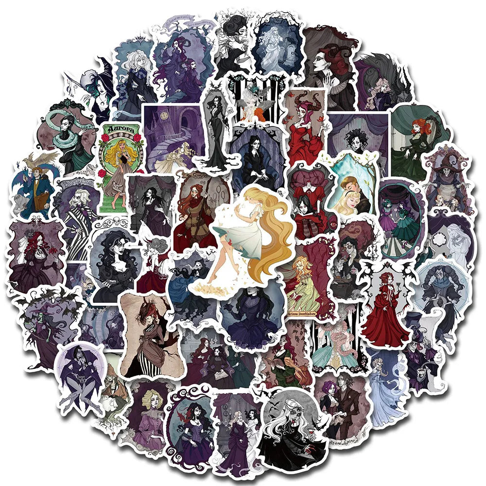10/30/50/100PCS Cool Gothic Anime Princess Witch Stickers Decals Skateboard Laptop Motorcycle Luggage Funny Waterproof Sticker (ONLINE ORDER ONLY)