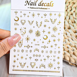 1 Sheet Star Nail Art Stickers 3d Self Adhesive Nail Decals Black White Golden Silver Color Star Design Nail Supplies Accessory (ONLINE ORDER ONLY)