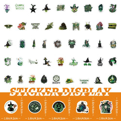 10/30/50/100pcs Cool Retro Green Magic Wizard Witch Stickers Laptop Phone Skateboard Fridge Car Gothic Retro Waterproof Sticker (ONLINE ORDER ONLY)