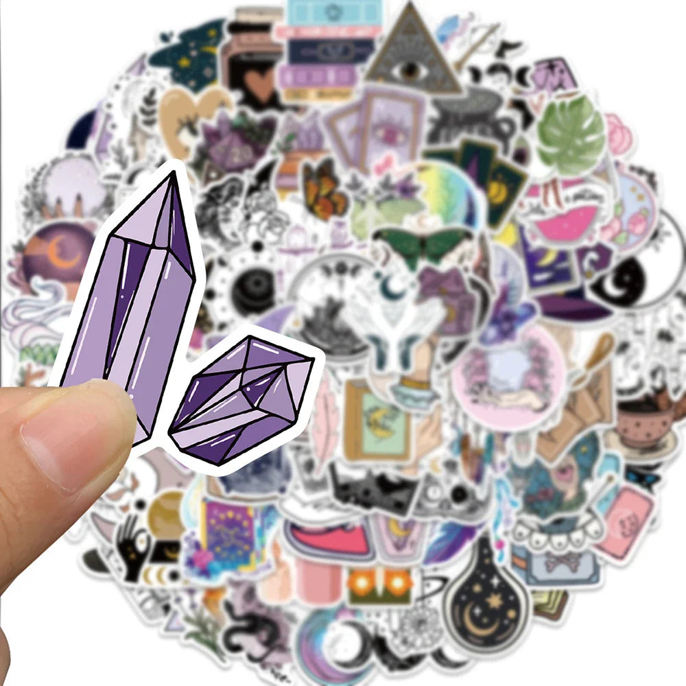 10/30/50/100pcs Boho Magic Witch Crystal Aesthetic Stickers Notebook Laptop Skateboard Car Luggage Decoration Sticker Kids Toy (ONLINE ORDER ONLY)