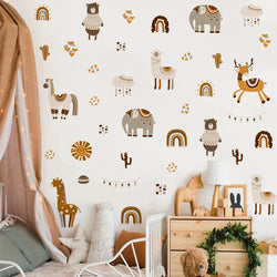 Boho Safari Animals Nursery Wall Decals Art Posters Kids Room Decor (Online Order Only)