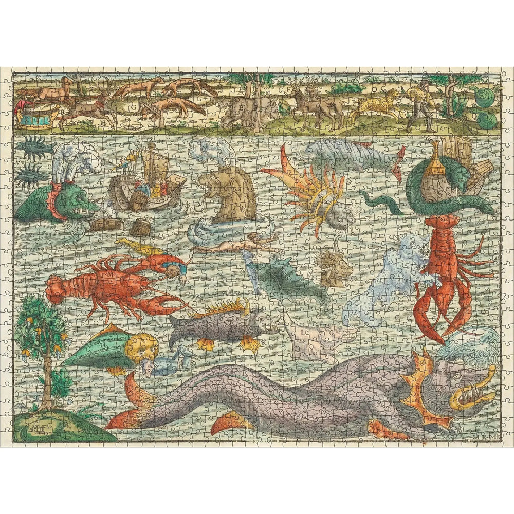 Sea Monsters by Sebastian Münster 1000 Piece Jigsaw Puzzle Pomegranate (ONLINE ORDER ONLY)