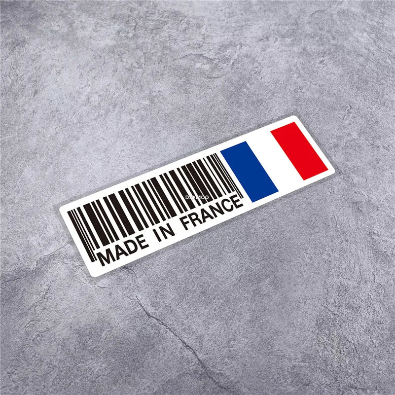 National Flag Bar Code Made in Germany Switzerland USA Italy Stickers Car Styling Vinyl Tape Motorcycle Decal Waterproof (ONLINE ORDER ONLY)