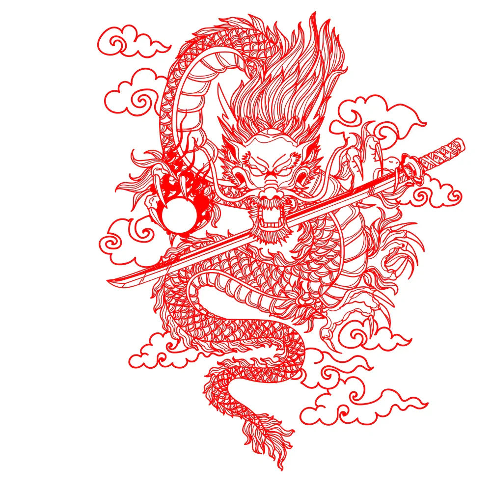 Japane Anime Detachment Car Sticker For Katana And Black Dragon Decoration Movement Style Die Cutting Waterproof PVC Vinyl Decal (ONLINE ORDER ONLY)