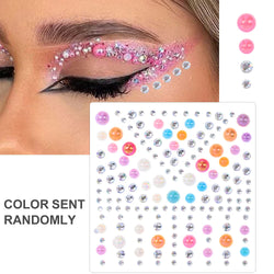 5Pcs Coloful Glitter Face Jewelry Sticker Crystal Eye Body Face Jewels Bady Makeup Tools Temporary Self-Adhesive Nail Rhinestone (ONLINE ORDER ONLY)