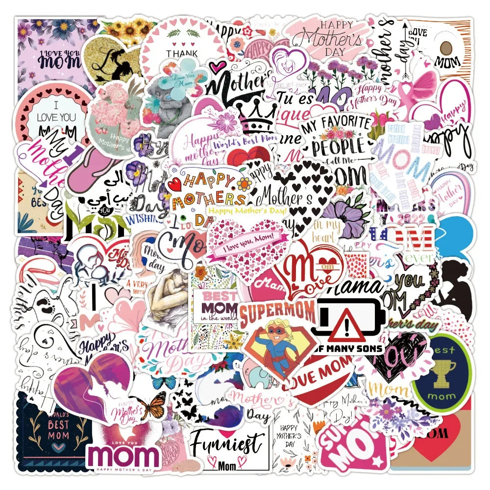50/100Pcs Mother's Day Sticker Quotes Sentences DIY Laptop Luggage Refrigerator Skateboard Toy Decal Sticker (ONLINE ORDER ONLY)