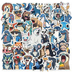 50pcs Animals Mixed Stickers Wolf Dog Bull and Bear Toy Scrapbook Diary Phone Laptop Guitar Waterproof Graffiti Decal (ONLINE ORDER ONLY)