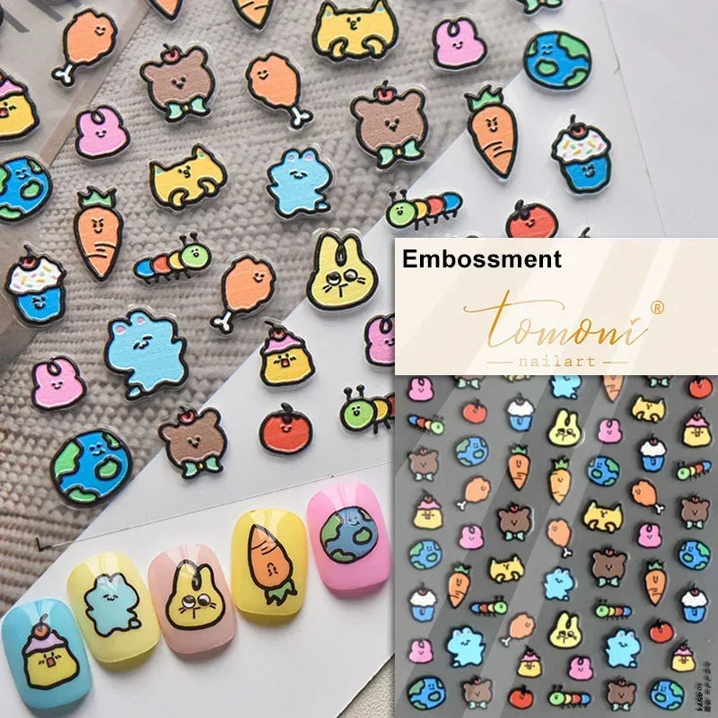 Cookies Chocolate Love Heart Flower Bowknot Rabbit Bunny Lace Bear Star Bouquet Rabbit Adhesive Nail Art Sticker Manicure Decal (ONLINE ORDER ONLY)