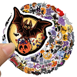 50/100pcs Cute Cartoon Halloween Bats Stickers Kids Toy Waterproof Graffiti For Laptop Guitar Water Bottle Bicycle Car Decals (ONLINE ORDER ONLY)
