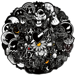 Gothic Black White Stickers Moon Graffiti Decals PVC DIY Laptop Phone Car (Online Order Only)