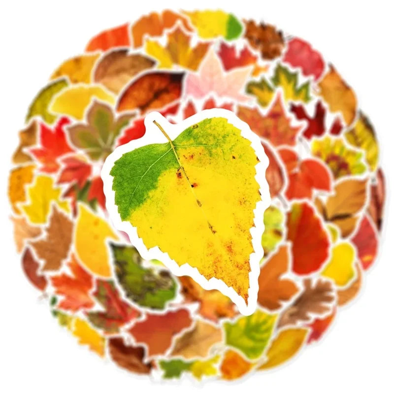 10/30/60PCS Fallen Leaves PVC Sticker Aesthetic Children's Decoration Scrapbooking Sketchbook Korean Stationery School Supplies (Online Order Only)