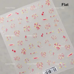 Colorful Fireworks Burst Hot Stamping Process Laser Pink Bright Romantic Self Adhesive Nail Art Stickers Chic Manicure Decals (ONLINE ORDER ONLY)