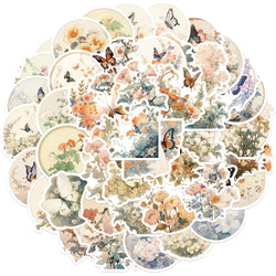 50PCS Ins Cute Butterfly Flower Cartoon Stickers Aesthetic DIY Diary Suitcase Scrapbook Phone Laptop Kawaii Decal Sticker (Online Order Only)
