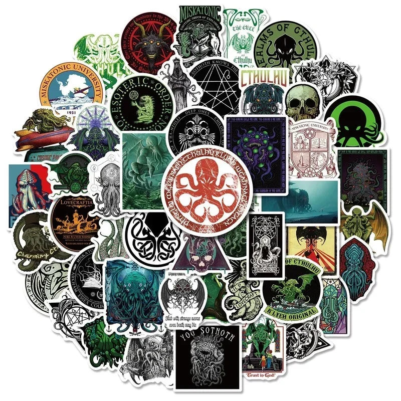 Cthulhu Horror Stickers 10/25/50pcs for Laptop Luggage Skateboard Phone Guitar Decor (ONLINE ORDER ONLY)
