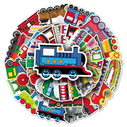 50Pcs Train Cartoon Waterproof Vinyl Stickers for Skateboard Snowboard (Online Order Only)