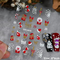 5D Embossed Gingerbread Man Nail Art Sticker Cute Christmas Winter Santa Claus Snowflake Elk Engraved Slider Manicure Decoration (ONLINE ORDER ONLY)