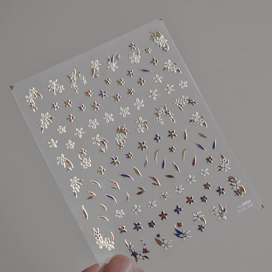 Retro Mini Flower Vintage Leaves Hot Stamping Petal Daisy Delicate Chic Self Adhesive Nail Art Stickers Manicure Decal Wholesale (ONLINE ORDER ONLY)
