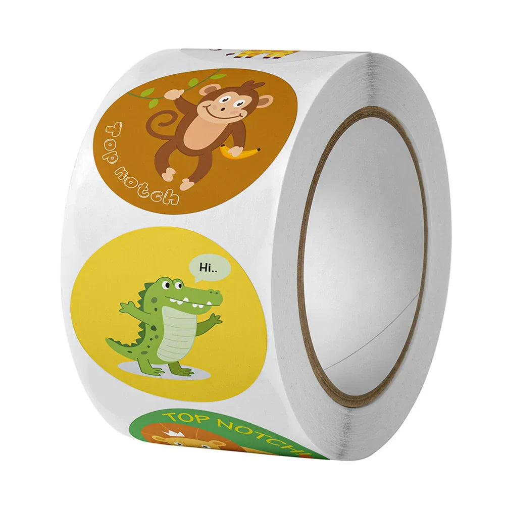 100-500PCS Reward Motivational Stickers Cartoon Animal Kids Toy Circus Elephant Lion Monkey Dolphin Stickers For Children Gifts (ONLINE ORDER ONLY)