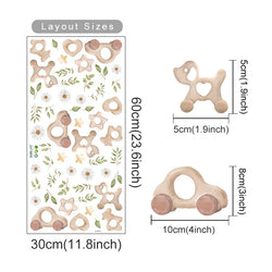 Boho Watercolor Wall Stickers: Dog, Flowers, Leaves - Nursery & Kids Room Decor (Online Order Only)