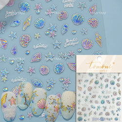 Halo Dyeing Ocean Shell Conch Starfish Pearl Love Heart Bowknot Jellyfish Adhesive Nail Art Stickers Manicure Decals Wholesale (ONLINE ORDER ONLY)