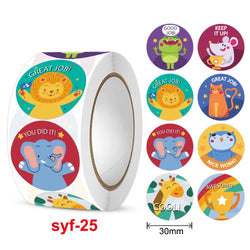 Smile Face Sticker Kids Reward Sticker Yellow Dots Labels Happy Animal  Sticker Kids Toys School Teacher Student Stationery (ONLINE ORDER ONLY)
