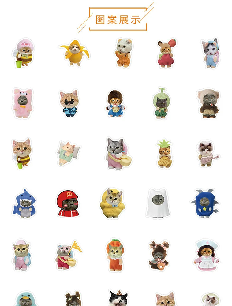 10/30/54PCS Funny Cat Stickers Animal Graffiti DIY Kids Toys Luggage Laptop Phone Guitar Car Bike Skateboard Decoration Sticker (Online Order Only)
