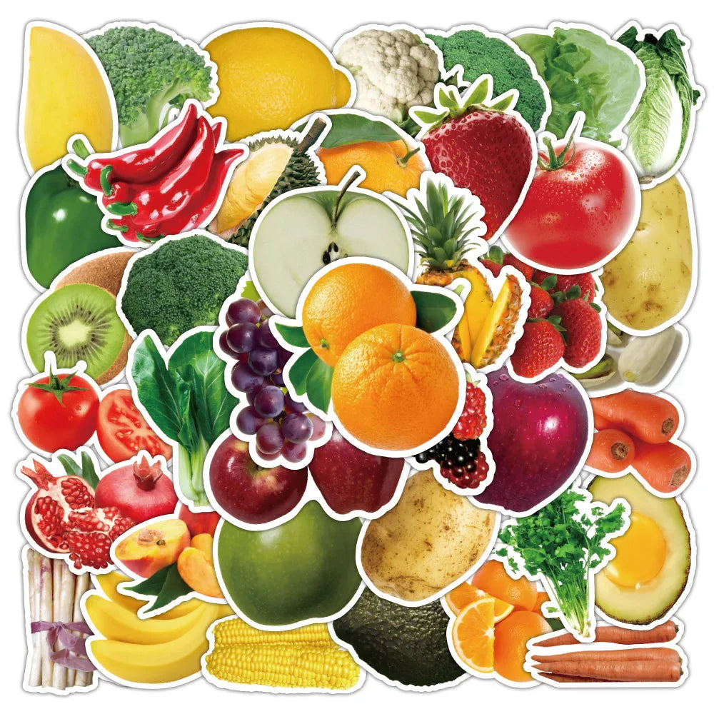 10/30/50PCS Green Food Vegetable and Fruit Sticker Packs (ONLINE ORDER ONLY)