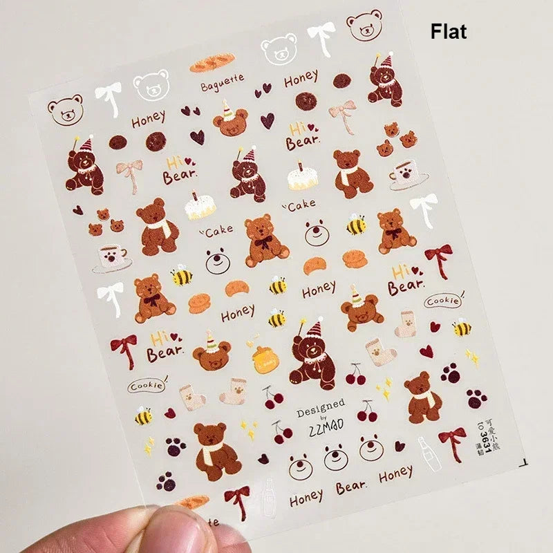 Bowknot Bear Cake Chocolates Food Star Cherry Apple Cook Love Heart Adhesive Nail Art Sticker Rhinestone Reliefs Manicure Decal (ONLINE ORDER ONLY)