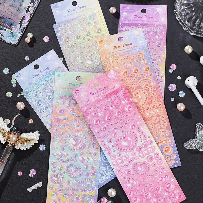 1Pcs Cute Love Romantic Pearl Scrapbooking Stickers Korean ins Hand Account Idol Card Album DIY Deco Material Stationery Sticker (ONLINE ORDER ONLY)