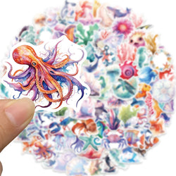 10/30/50/100pcs Funny Marine Organism Jellyfish Dolphin Cartoon Stickers Notebook Laptop Phone Suitcase Decoration Sticker Toys (ONLINE ORDER ONLY)