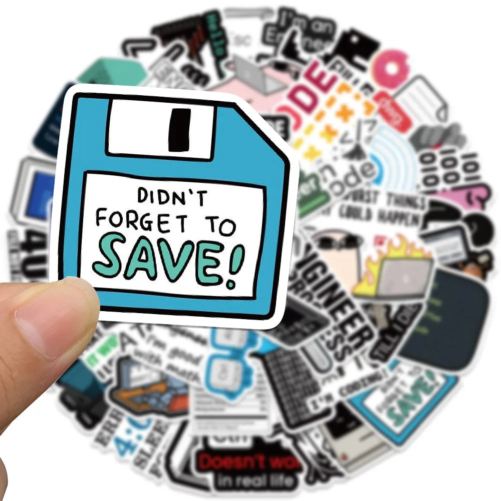 50PCS Cool Engineer Programming Network Coding Hacker MEME Stickers Vinyl DIY Computer Laptop Motorcycle Helmet Car Sticker (Online Order Only)
